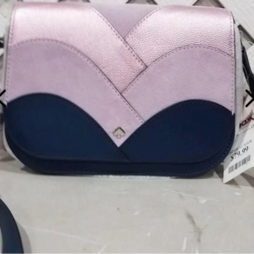 Kate♠️ Spade Blue & Lavender Nadine Patchwork Medium Flap Shoulder Bag W/COA NWT